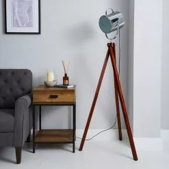 Dunelm Carlton Camera Tripod Wood Floor Lamp -DUNEL House Shop 1000070529 alt01