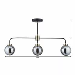 Dunelm Tanner 3 Light Black Bar Ceiling Fitting -DUNEL House Shop 1000076102 alt06