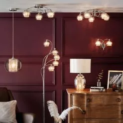 Dunelm Seychelles 5 Light Champagne Glass Floor Lamp -DUNEL House Shop 1000093302 alt05