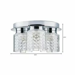 Dunelm Hylton 3 Light Glass Bathroom Flush Ceiling Fitting -DUNEL House Shop 1000119717 alt06