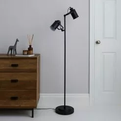 Dunelm Healy 2 Light Black Floor Lamp -DUNEL House Shop 1000119857 alt01