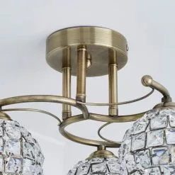 Dunelm Bergen 3 Light Crystal Antique Brass Ceiling Fitting -DUNEL House Shop 1000119863 alt03