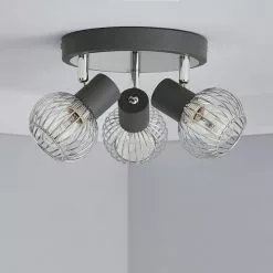 Dunelm Mattia 3 Light Wire Cage Matt Grey Spotlight -DUNEL House Shop 1000139084 alt01