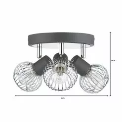 Dunelm Mattia 3 Light Wire Cage Matt Grey Spotlight -DUNEL House Shop 1000139084 alt06