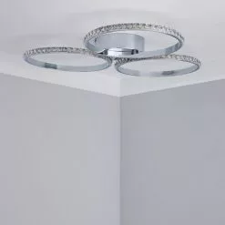 Dunelm Oraylia 3 Light Integrated LED Hoops Jewel Chrome Ceiling Fitting -DUNEL House Shop 1000149069 alt01