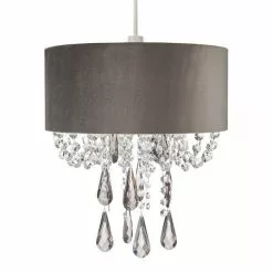 Dunelm Halle Velvet Jewel Grey Easy Fit Pendant 11 Dunelm Halle Velvet Jewel Grey Easy Fit Pendant -DUNEL House Shop 1000149159 alt05