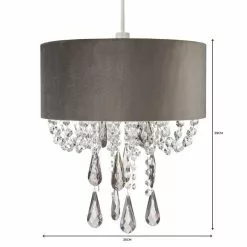 Dunelm Halle Velvet Jewel Grey Easy Fit Pendant 12 Dunelm Halle Velvet Jewel Grey Easy Fit Pendant -DUNEL House Shop 1000149159 alt06