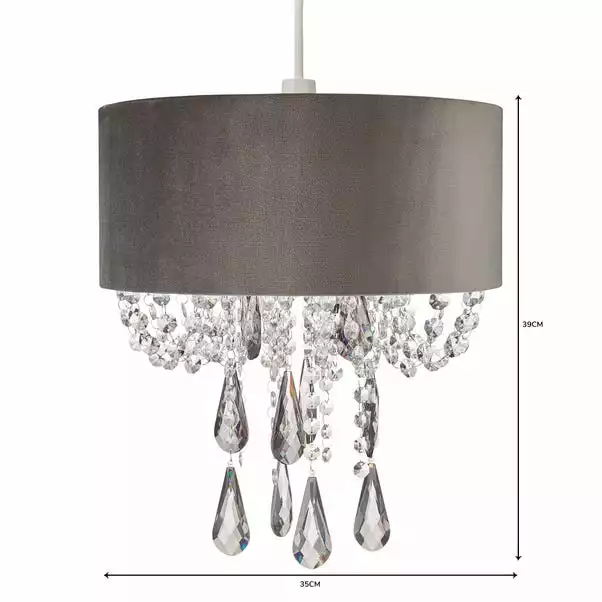Dunelm Halle Velvet Jewel Grey Easy Fit Pendant 7 Dunelm Halle Velvet Jewel Grey Easy Fit Pendant - Image 5