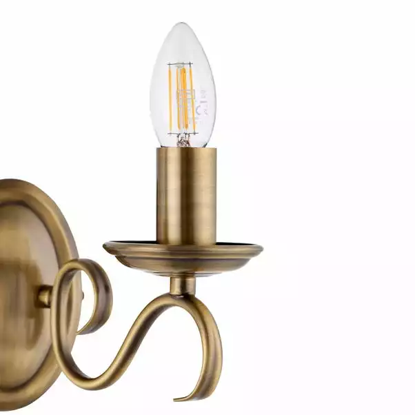 Vogue Lighting Vogue Bernice 2 Light Wall Light Antique Brass 6 Vogue Lighting Vogue Bernice 2 Light Wall Light Antique Brass - Image 4