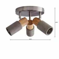 Dunelm Inka 3 Light Concrete Wood Spotlight -DUNEL House Shop 1000157753 alt04