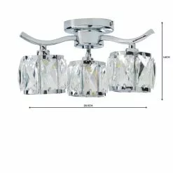 Dunelm Kleio 3 Light Glass Chrome Semi-Flush Ceiling Fitting -DUNEL House Shop 1000157757 alt04