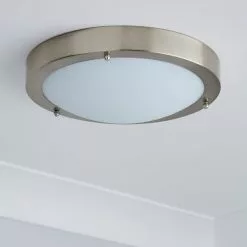 Dunelm Pluto 1 Light Frosted Glass Flush Ceiling Fitting -DUNEL House Shop 1000157765 alt01