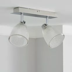 Dunelm Bremont 2 Light Ribbed Glass Bathroom Spotlight -DUNEL House Shop 1000157769 alt01
