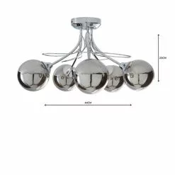 Dunelm Mateo 5 Light Glass Chrome Semi-Flush Ceiling Fitting -DUNEL House Shop 1000158444 alt04