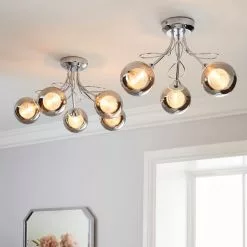 Dunelm Mateo 5 Light Glass Chrome Semi-Flush Ceiling Fitting -DUNEL House Shop 1000158444 alt08