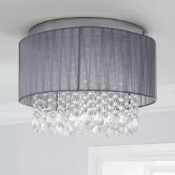 Dunelm Riah 4 Light Jewels Shade Grey Flush Ceiling Fitting -DUNEL House Shop 1000158477 alt01