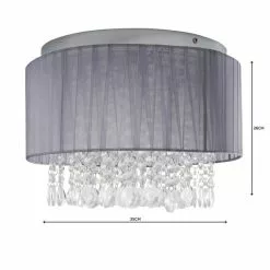 Dunelm Riah 4 Light Jewels Shade Grey Flush Ceiling Fitting -DUNEL House Shop 1000158477 alt04