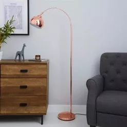 Dunelm Herm Arc Copper Floor Lamp -DUNEL House Shop 1000158494 alt01