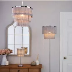 Dunelm Jaz Fringe Grey Floor Lamp -DUNEL House Shop 1000158498 alt08