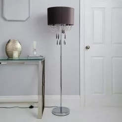 Dunelm Halle French Velvet Jewel Charcoal Floor Lamp -DUNEL House Shop 1000158504 alt01