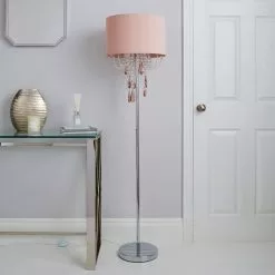 Dunelm Halle French Velvet Jewel Blush Pink Floor Lamp -DUNEL House Shop 1000158505 alt01