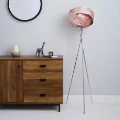 Dunelm Harley Crushed Velvet Blush Floor Lamp -DUNEL House Shop 1000158507 alt01