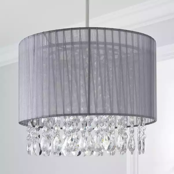 Dunelm Riah Jewel Shade Grey Easy Fit Pendant 4 Dunelm Riah Jewel Shade Grey Easy Fit Pendant - Image 2