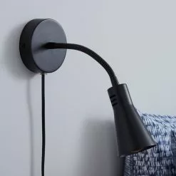 Dunelm Nola Adjustable Easy Fit Plug In Wall Light Black -DUNEL House Shop 1000158740 alt01