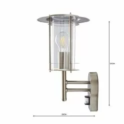 Dunelm Derek PIR Sensor Glass Steel Outdoor Wall Light -DUNEL House Shop 1000158750 alt04