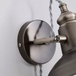 Dunelm Lucas Industrial Easy Fit Plug In Wall Light Pewter -DUNEL House Shop 1000158758 alt03