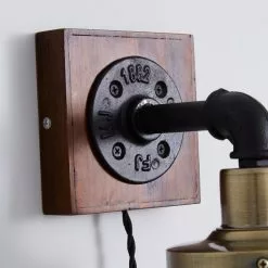 Dunelm Milas Pipe Industrial Easy Fit Plug In Wall Light Black -DUNEL House Shop 1000158759 alt03