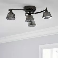 Dunelm Vanessa Smoked 4 Light Flush Ceiling Fitting -DUNEL House Shop 1000169256 alt01