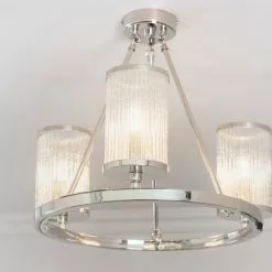 Vogue Lighting Vogue Easton Ribbed Glass Semi Flush Ceiling Fitting Chrome -DUNEL House Shop 1000169454 alt05