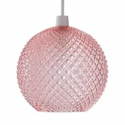 Dunelm Elodie Faceted Glass Easy Fit Pendant Blush Lustre -DUNEL House Shop 1000180657 alt05
