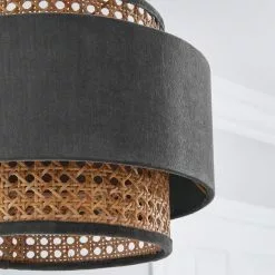 Dunelm Nova Velvet And Cane Shade 30cm -DUNEL House Shop 1000181511 alt02