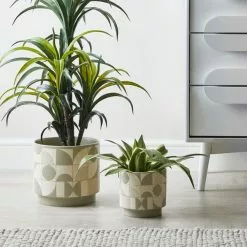 Dunelm Grey Geometric Tiled Large Plant Pot -DUNEL House Shop 1000182452 alt03