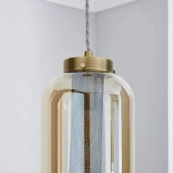 Dunelm Safi Mesh 1 Light Pendant Ceiling Fitting Antique Brass -DUNEL House Shop 1000183034 alt02
