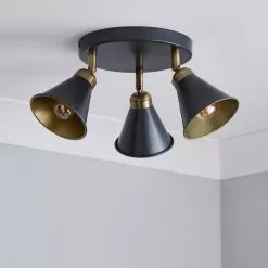 Dunelm Logan 3 Light Grey Spotlight Semi-Flush Fitting -DUNEL House Shop 1000183041 alt01