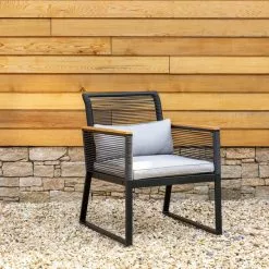 Elements 4 Seater Black Rope Conversation Set -DUNEL House Shop 1000183772 alt02