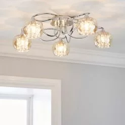 Dunelm Seychelles 5 Light Chrome Ceiling Fitting