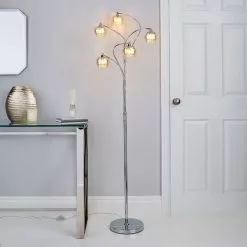 Dunelm Seychelles 5 Light Champagne Glass Floor Lamp