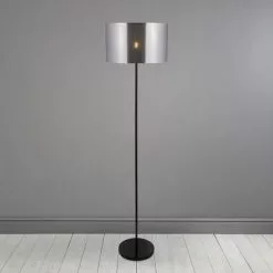 Dunelm Volos Shiny Black Floor Lamp