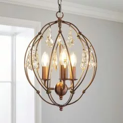 Dunelm Salino Globe 3 Light Antique Copper Chandelier