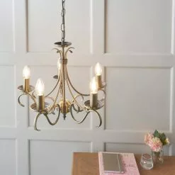 Vogue Lighting Vogue Bernice 5 Light Candelabra Ceiling Fitting Antique Brass -DUNEL House Shop 30671118 alt02