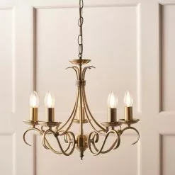 Vogue Lighting Vogue Bernice 5 Light Candelabra Ceiling Fitting Antique Brass -DUNEL House Shop 30671118 alt03
