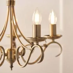 Vogue Lighting Vogue Bernice 5 Light Candelabra Ceiling Fitting Antique Brass -DUNEL House Shop 30671118 alt05