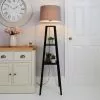 Dunelm Beaumont Wood Tripod Plant Black Floor Lamp -DUNEL House Shop 30674186
