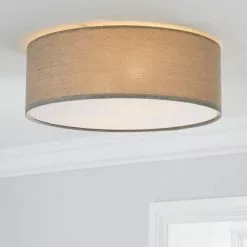 Dunelm Sara 38cm Grey Shade Flush Ceiling Fitting