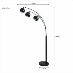 Dunelm Herm 3 Arm Arc Black Floor Lamp -DUNEL House Shop 30674396 alt04