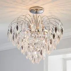 Dunelm Parla 3 Light Jewels Semi-Flush Ceiling Fitting